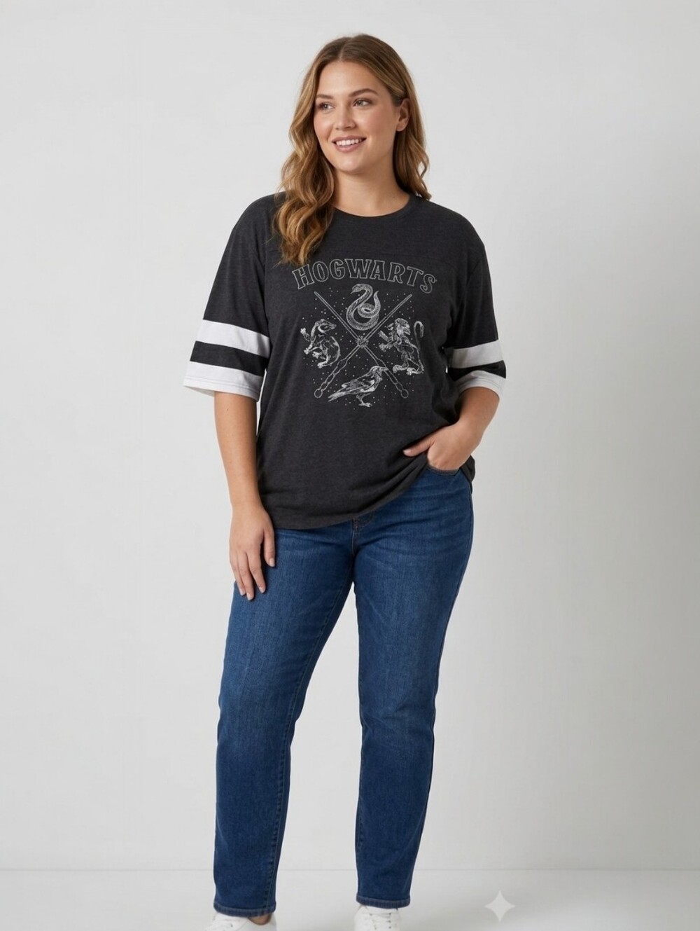 Harry Potter Hogwarts Varsity Graphic Tee Black Size L